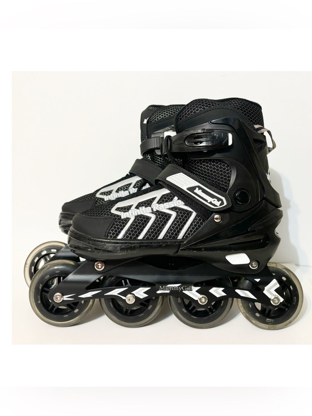 MammyGol Adjustable Inline Roller Skates Blades Sz L (W Sz 5-8, M Sz 4-7)